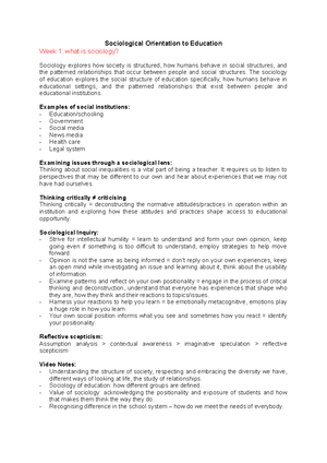 Educ1710 week 1 notes - week 1 lecture notes: what is sociology? date ...