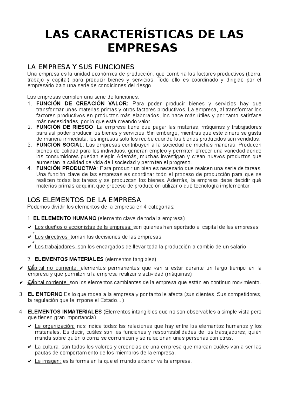 Tema 2 Resumen LAS CARACTER STICAS DE LAS EMPRESAS LA EMPRESA Y SUS 