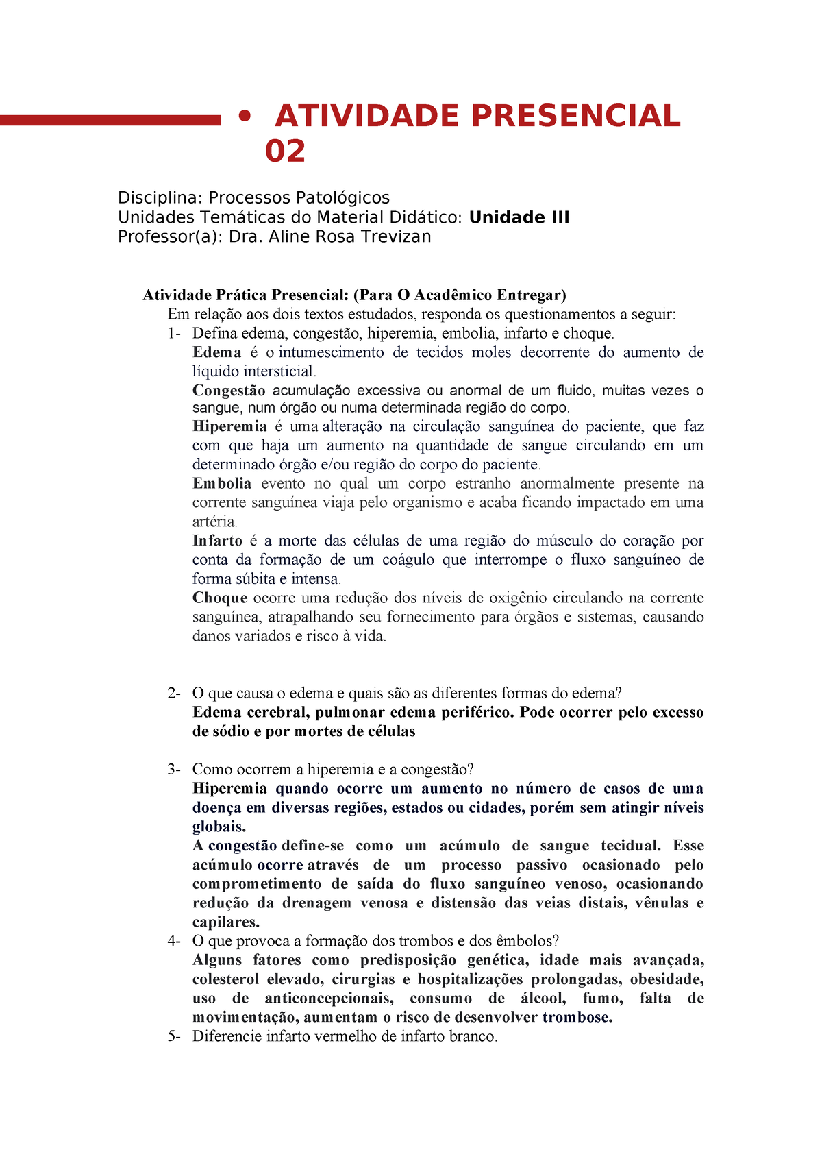 Roteiro Da Atividade Presencial Ap Aluno Atividade Presencial Disciplina Processos