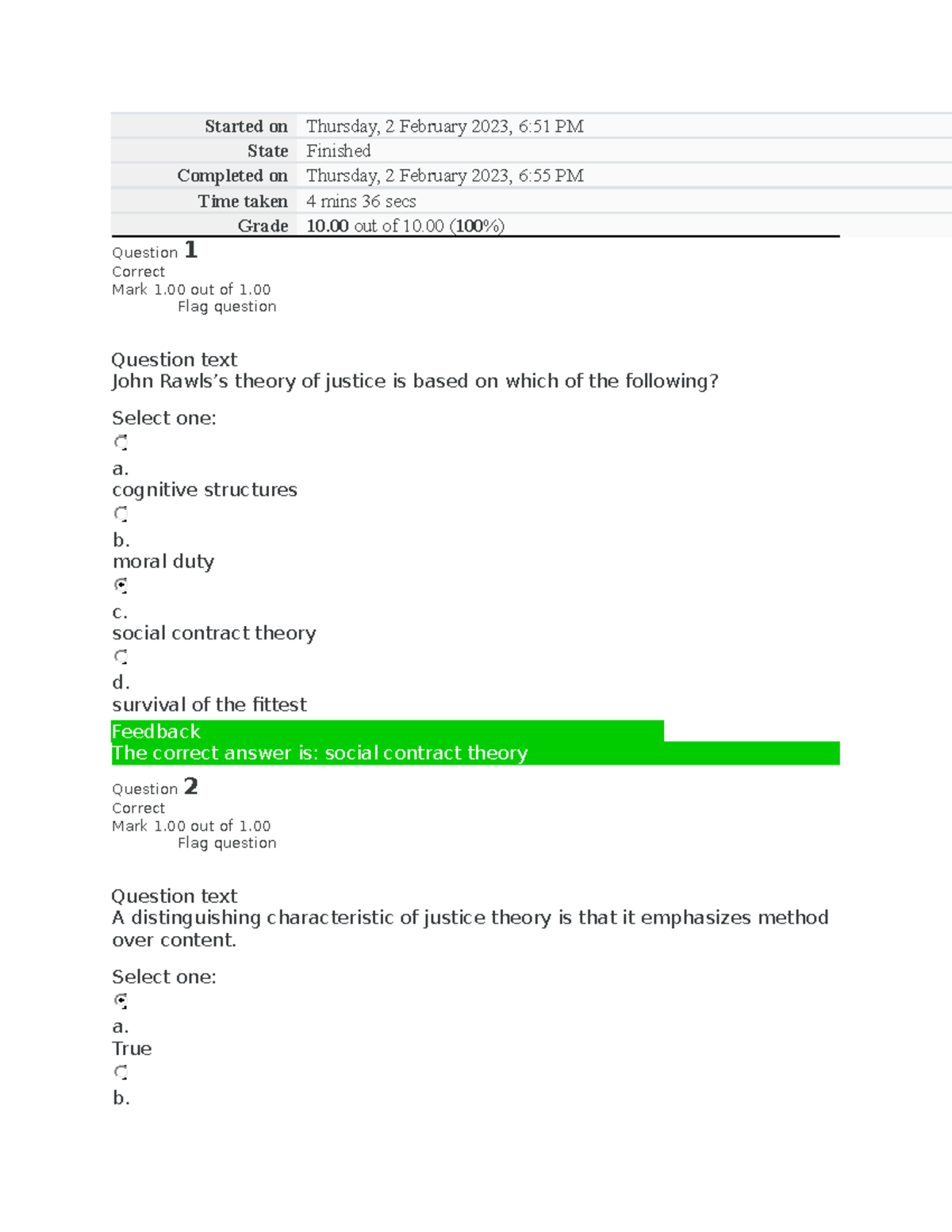 Unit 2 Quiz PHIL 1404 - PHIL 1404 Unit 2 Quiz Review - Started On ...