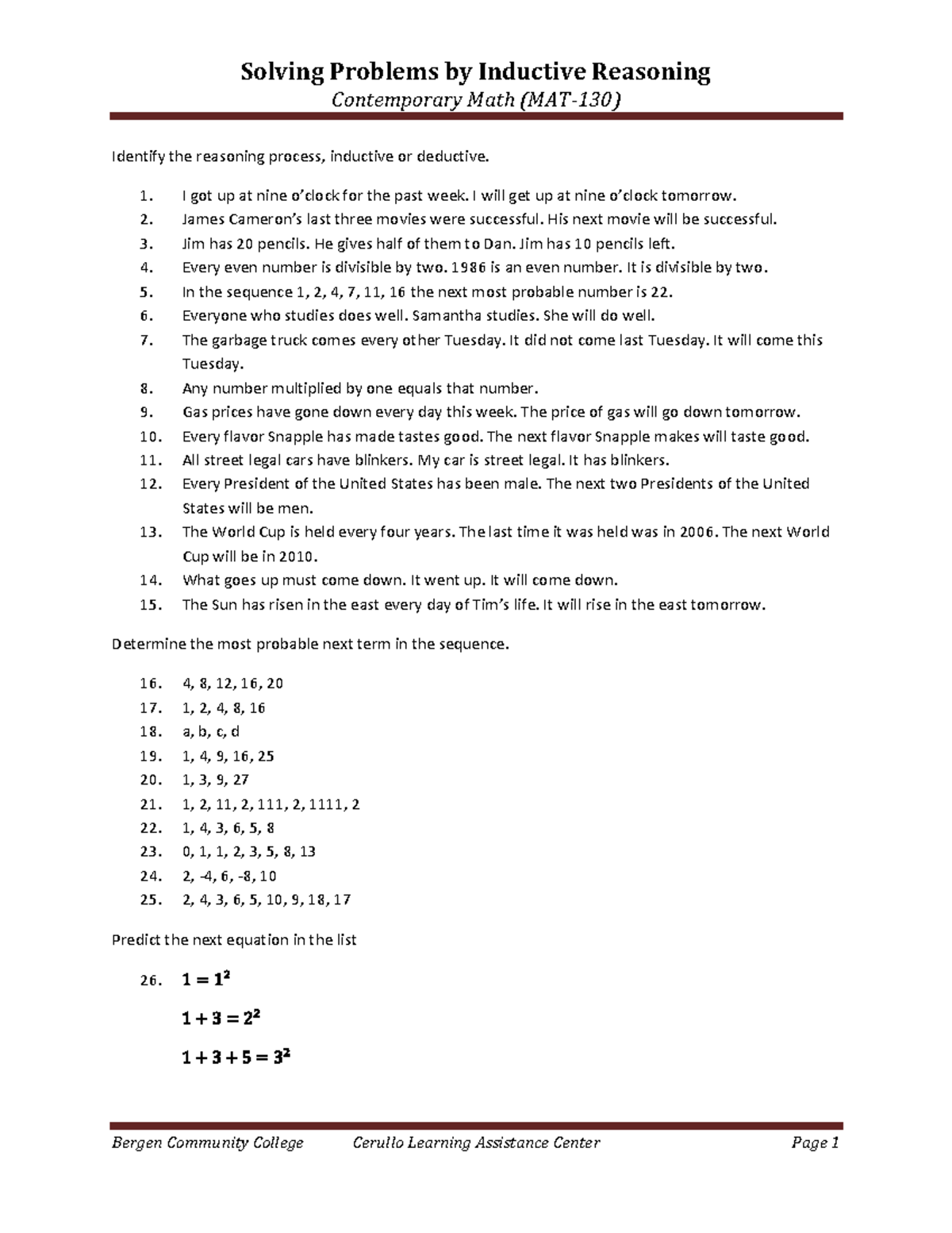MAT130-1 - For Mathemathics - Solving Problems by Inductive Reasoning ...