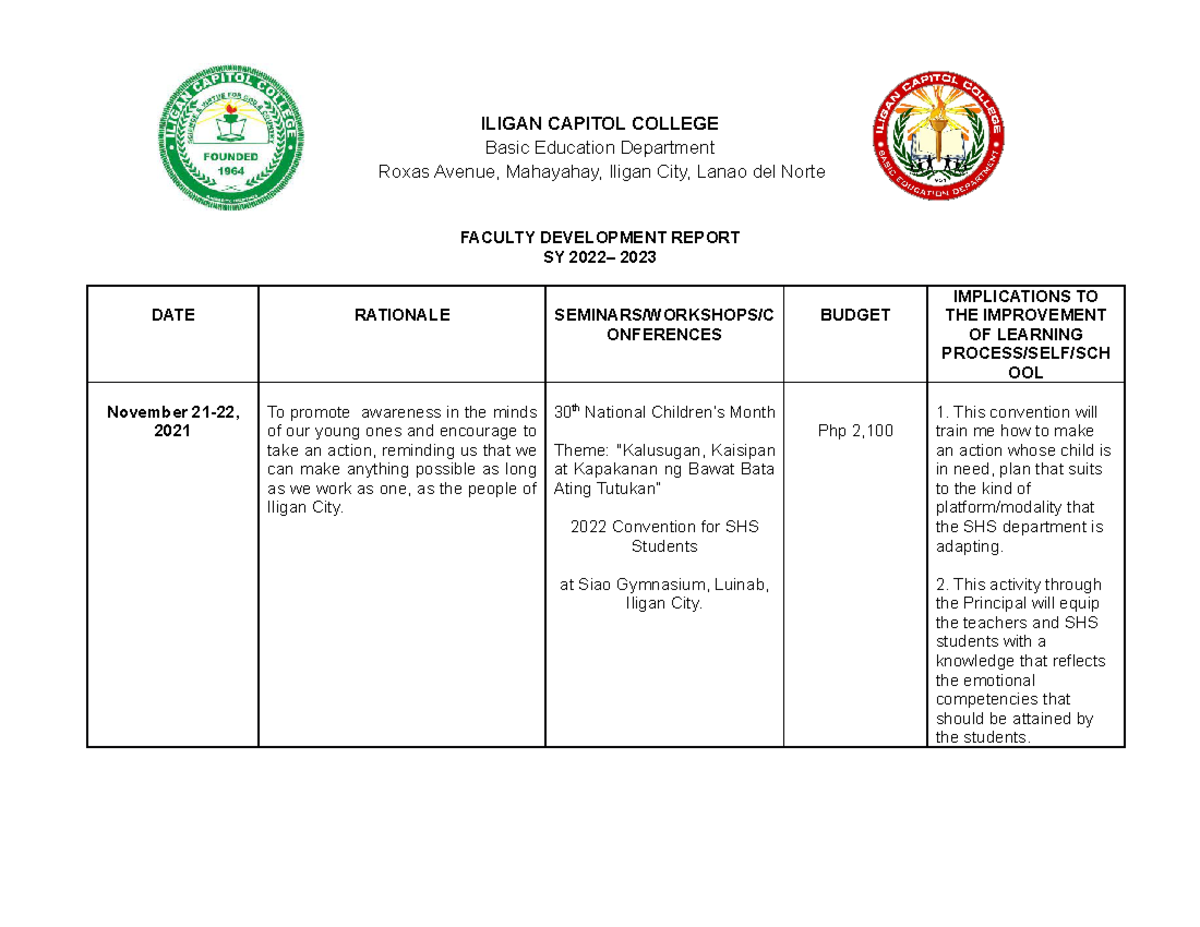 NCM-DR - letter - ILIGAN CAPITOL COLLEGE Basic Education Department ...