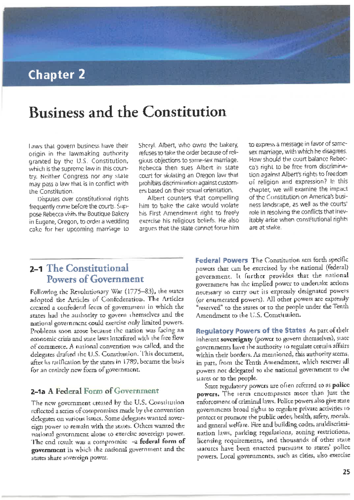 Chapter 2 - Chapter 2 Business and the Constitution Laws that govern ...