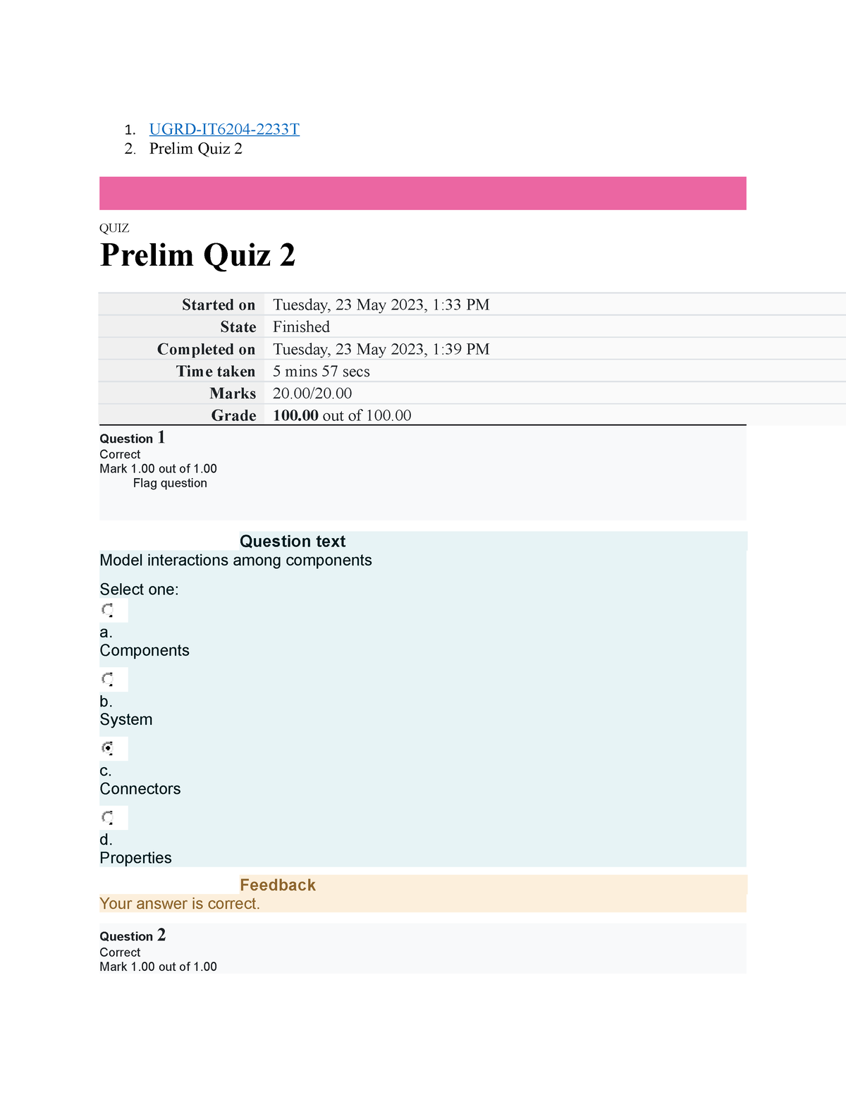 UGRD-IT6204 System Integration And Architecture 1 Prelim Quiz 2 - Studocu