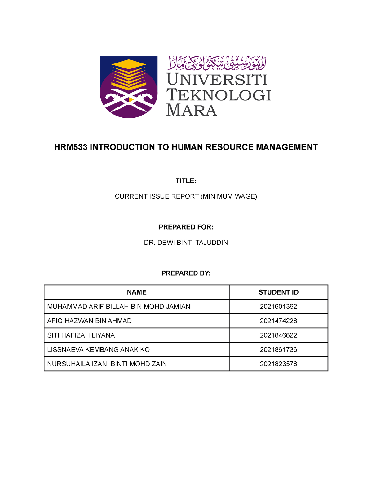 assignment hrm 533 current issue