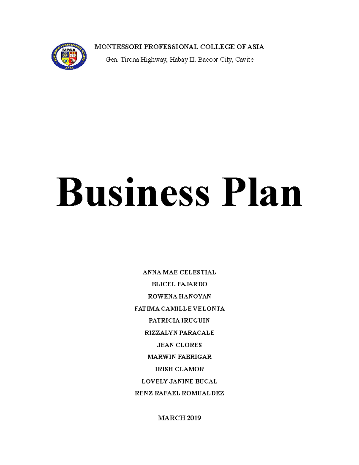 business plan project layla manar