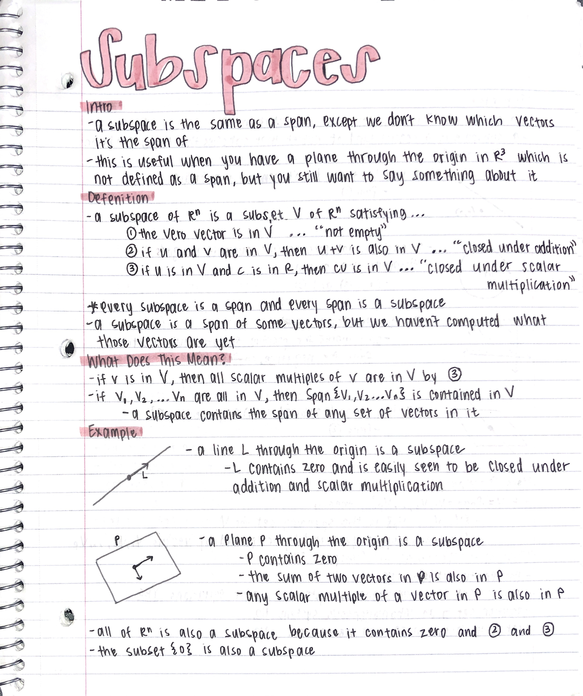 Subspaces notes - MATH 1553 - Studocu