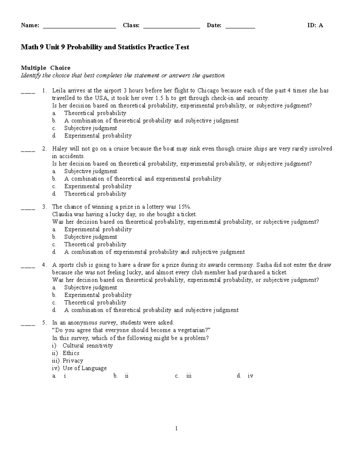 unit 9 probability and statistics homework 3