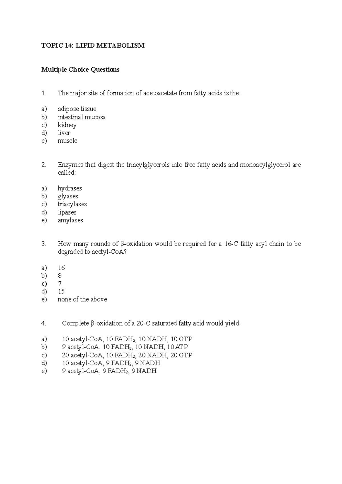 BIOCHEMISTRY MULTIPLE CHOICE QUESTIONS ON LIPIDS visual data 2