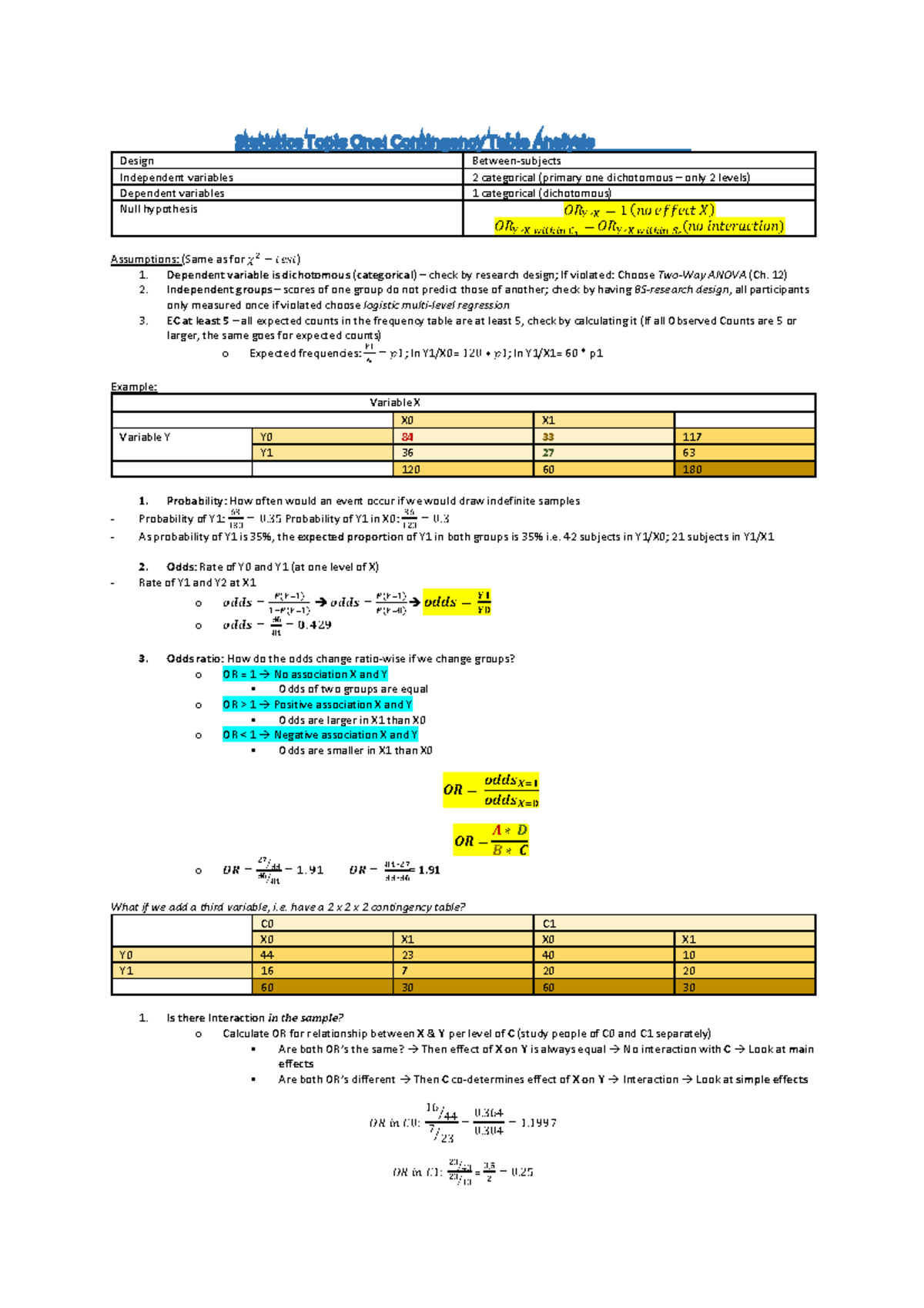 Statistics Summaries Stats Summary Studocu