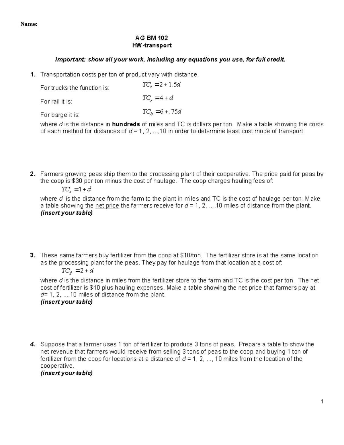 HW-transport-2 - This Is A Homework I Completed And Received An A On In ...