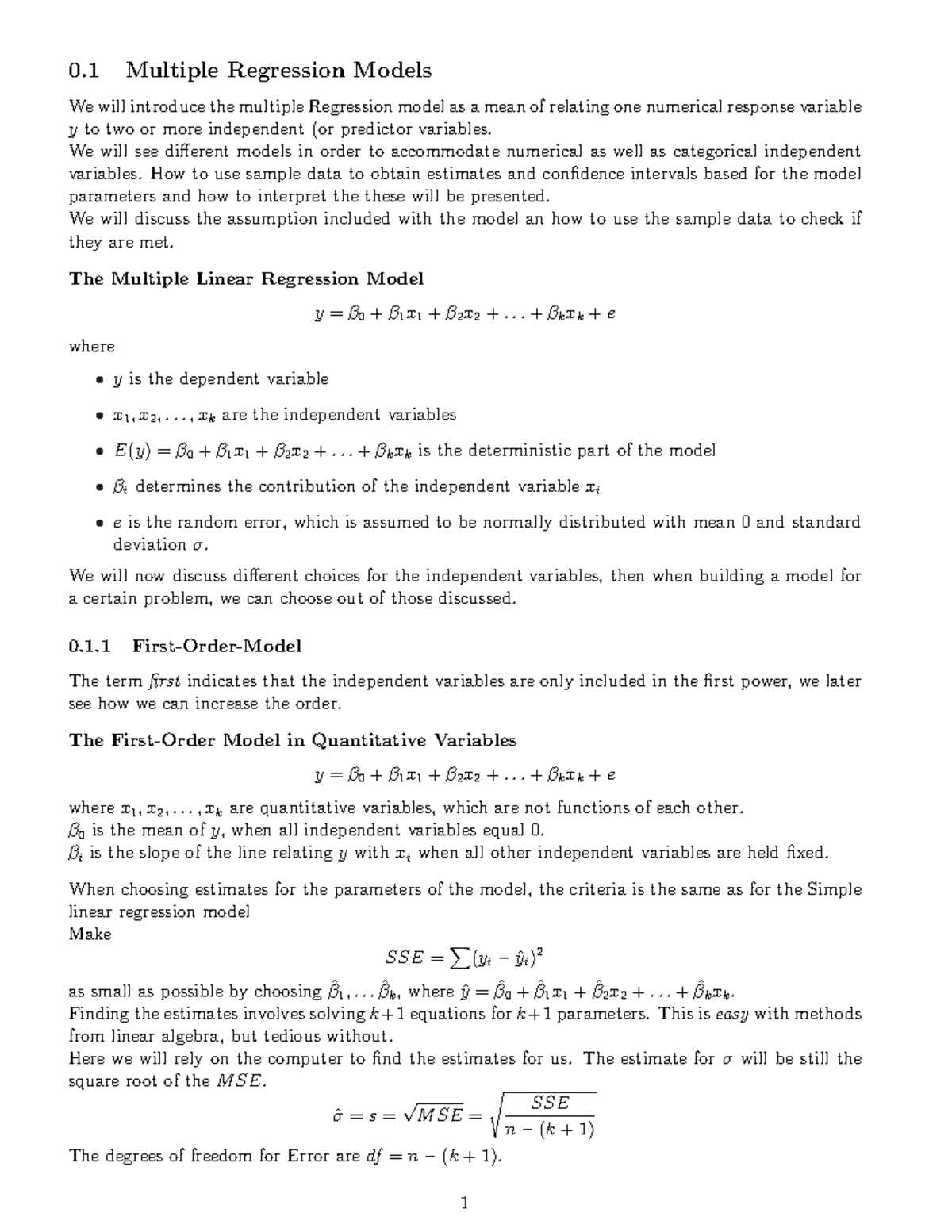 Seminar assignments - Multiple regression models - 0 Multiple ...