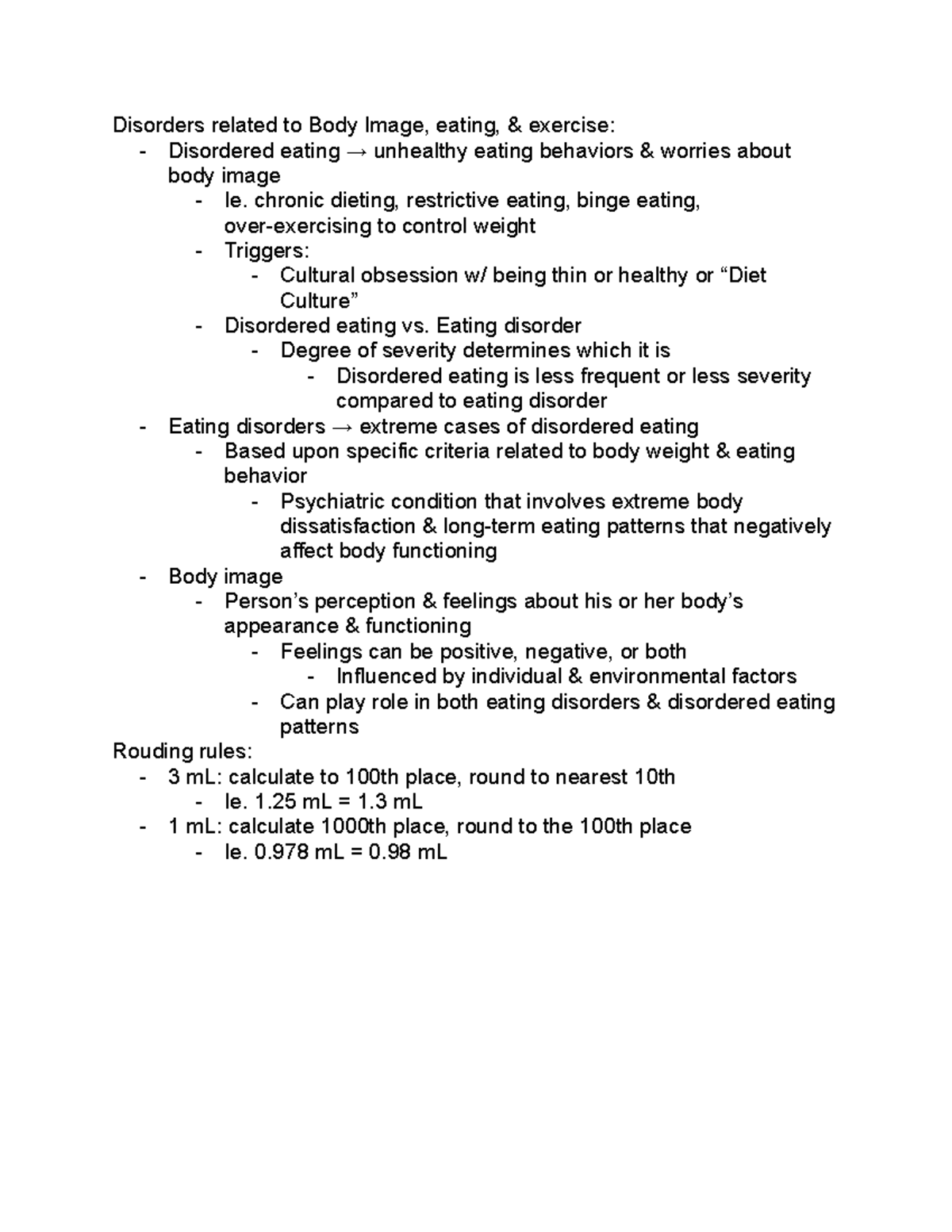 Eating Disorders, Body Image, & Patterns of Disordered Eating .docx ...