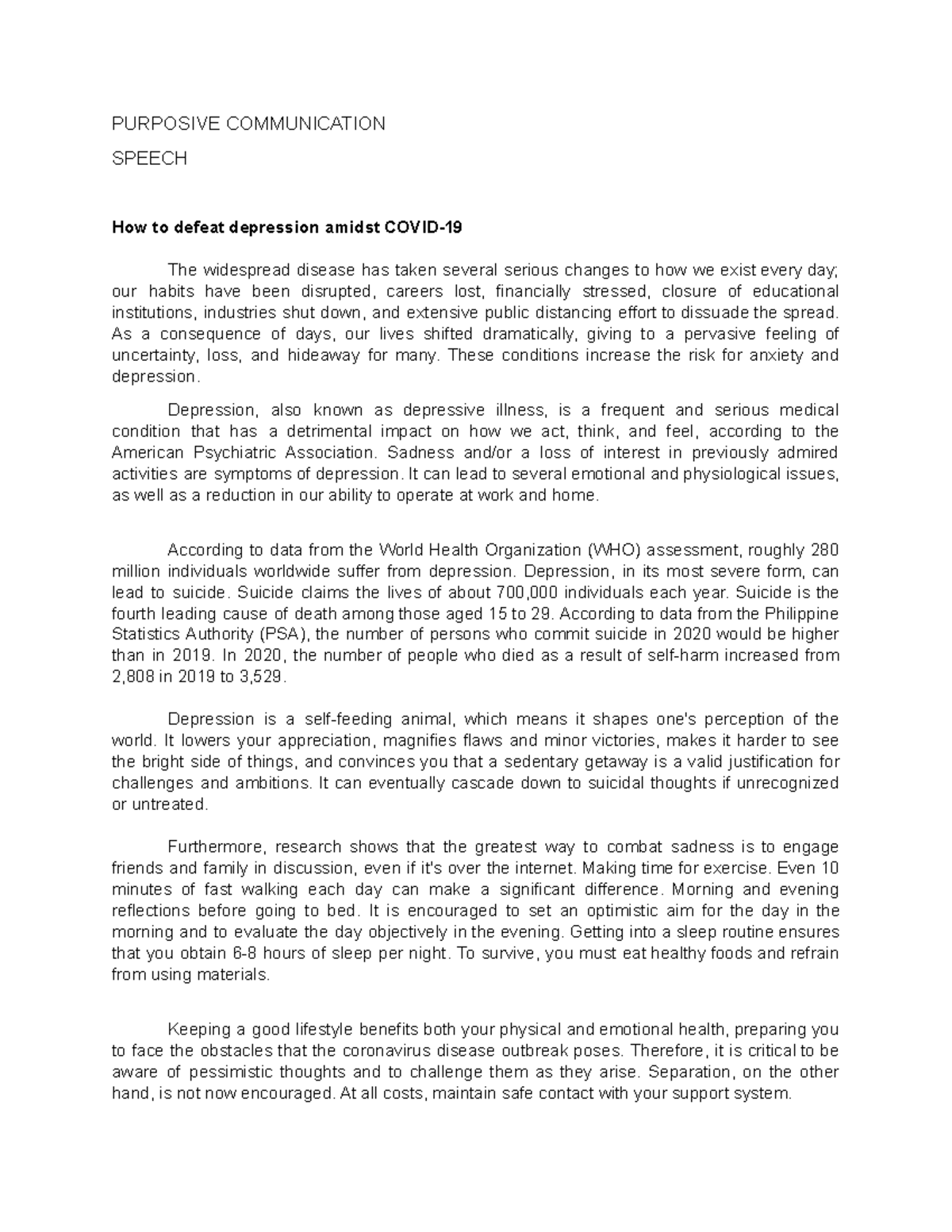 Speech Purposive communication PURPOSIVE COMMUNICATION SPEECH How to