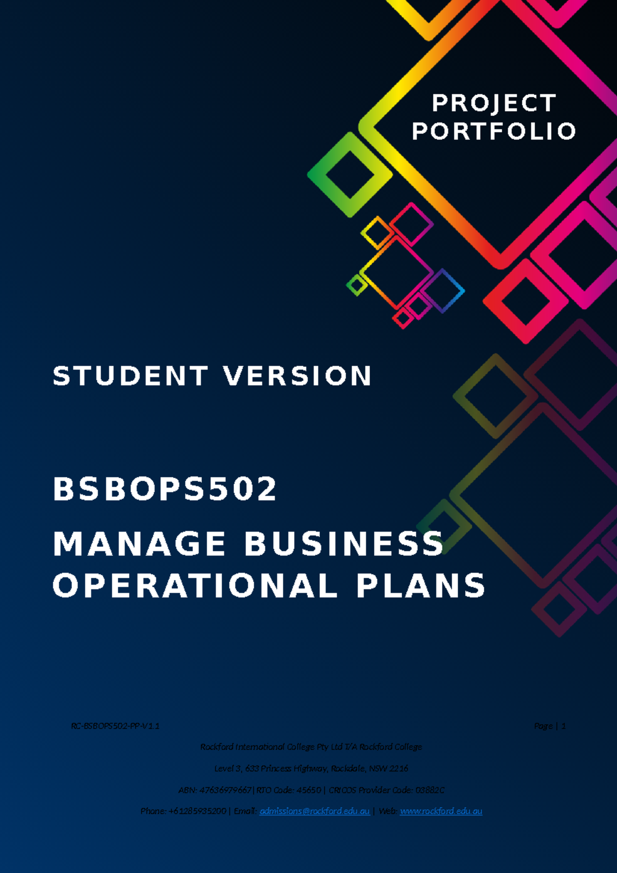 Bsbops 502 Project Portfolio V1 - RC-BSBOPS502-PP-V1 Page | 1 Rockford ...