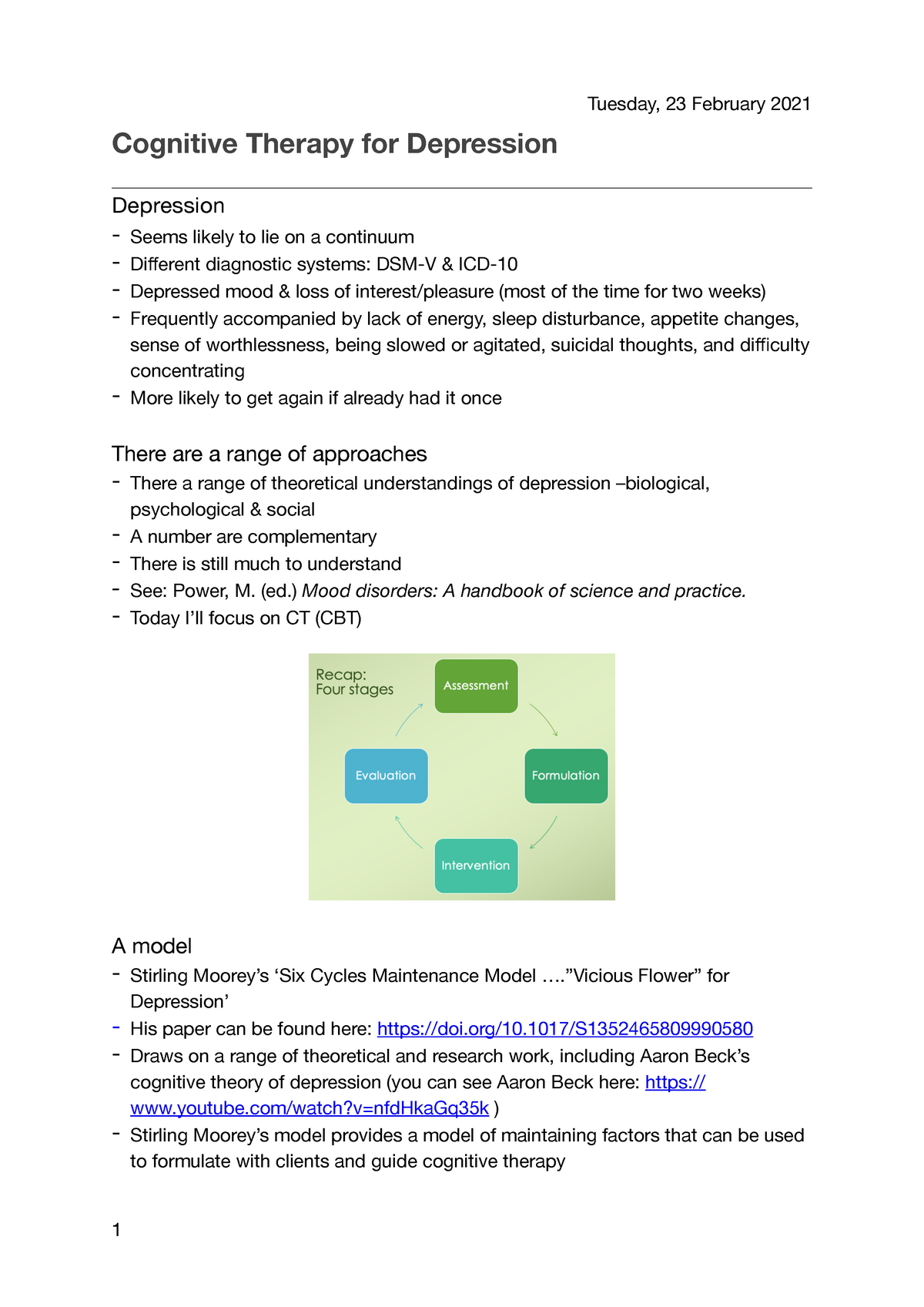 critical thinking depression treatment