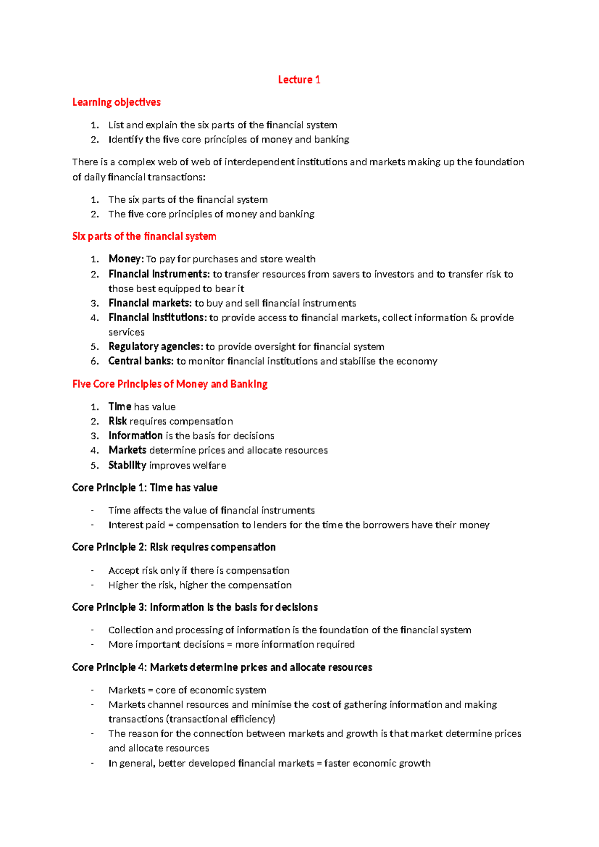 Lecture 1 - Lecture 1 Learning objectives List and explain the six ...