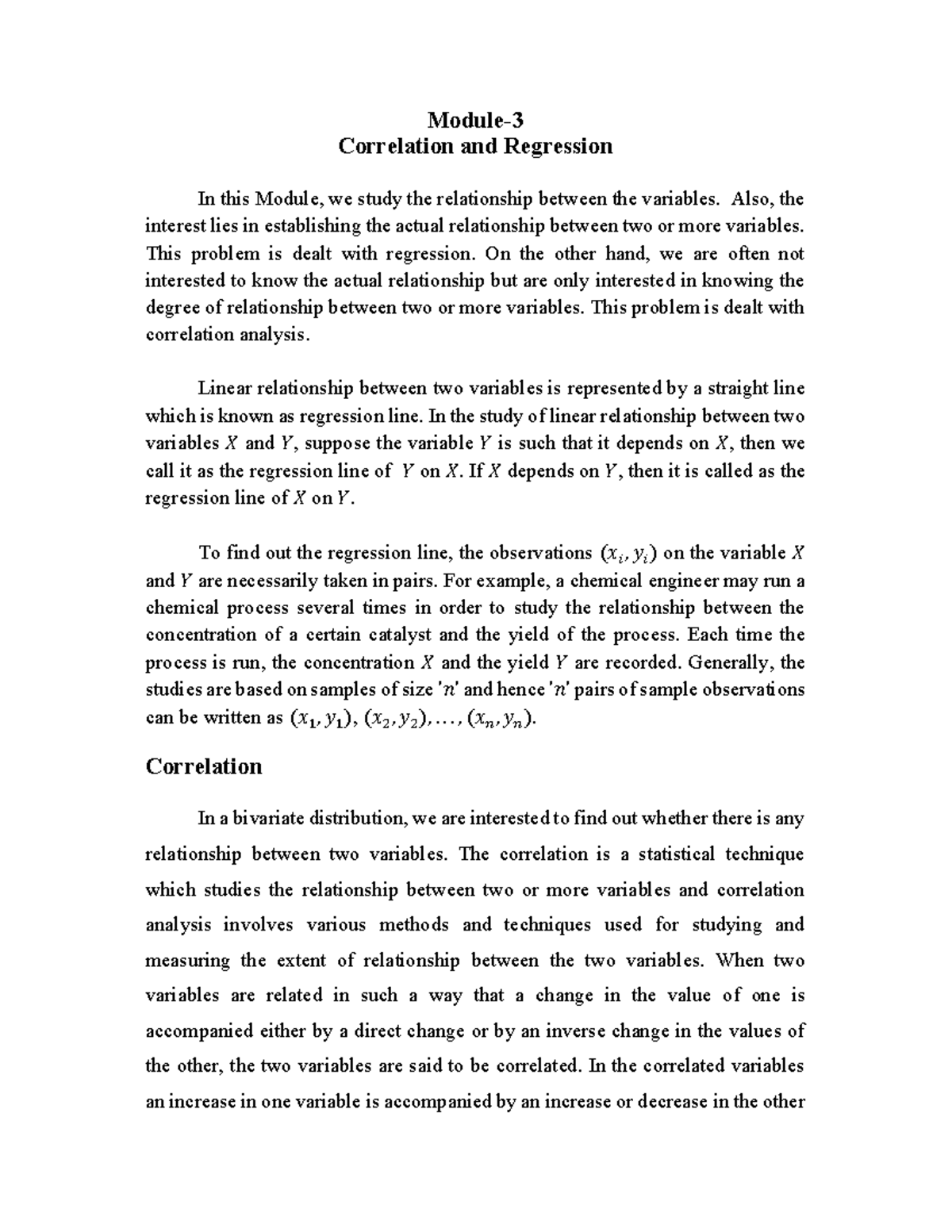 Module 3- Correlation and Regression - ####### Module ...