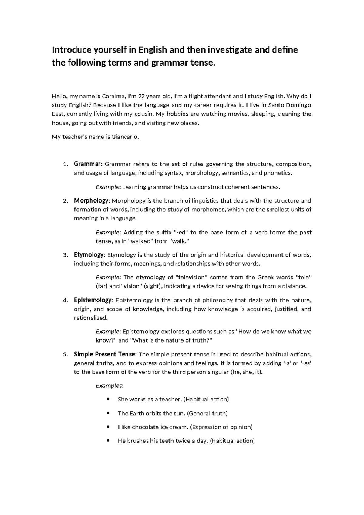 English class - Inglrs - Introduce yourself in English and then ...