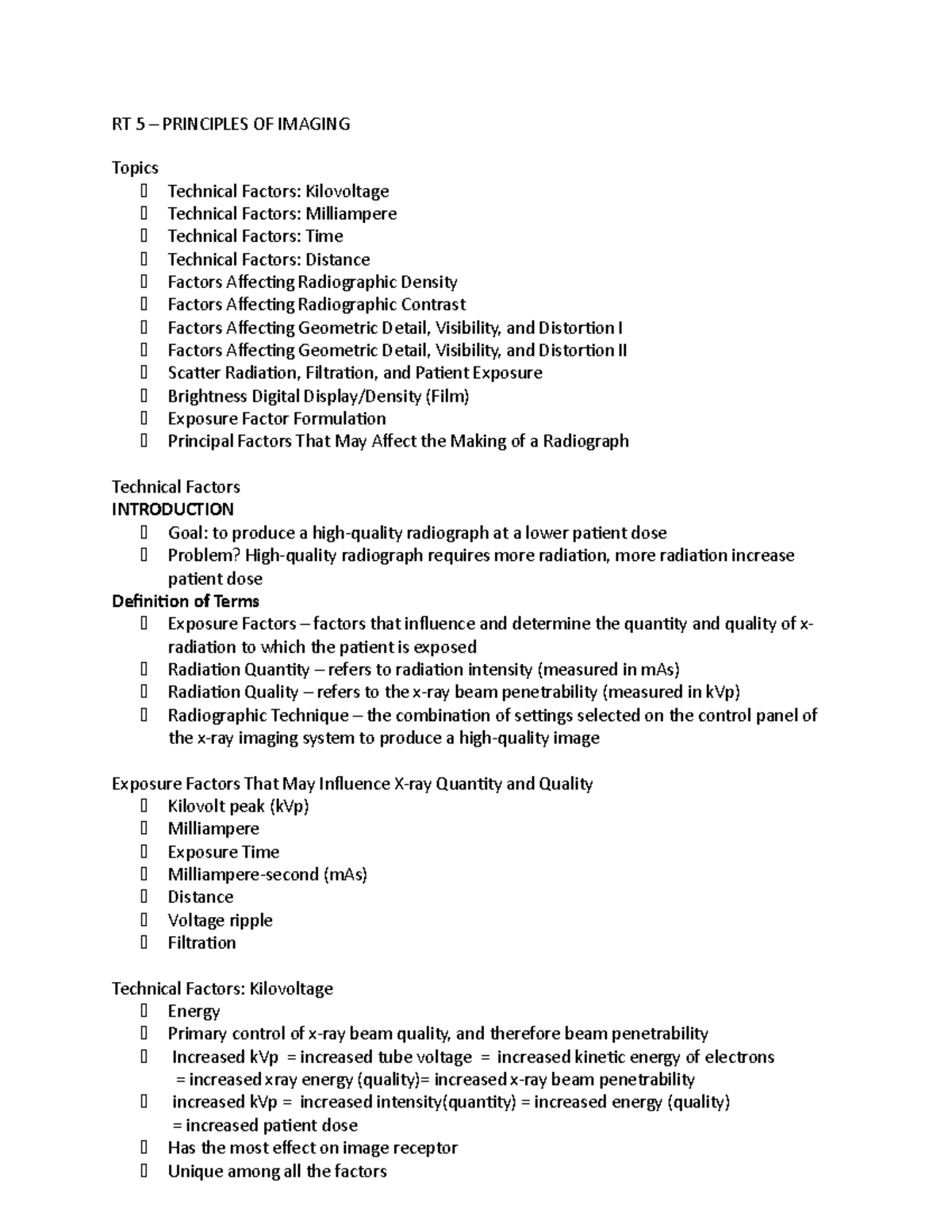 RT 5 (8-21-21) - RT 5 for radiology course - RT 5 – PRINCIPLES OF ...