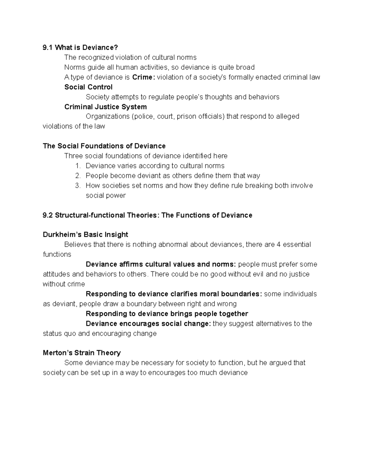 Chapter 9 What is Deviance - 9 What is Deviance? The recognized ...