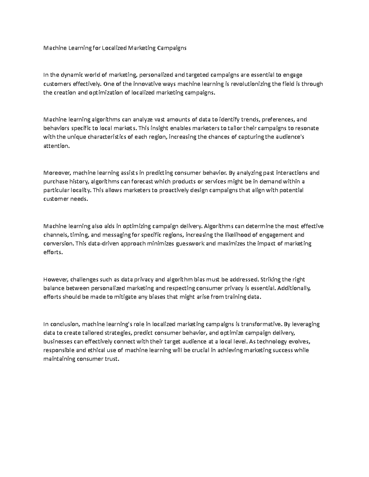 Machine Learning for Localized Marketing Campaigns - One of the ...