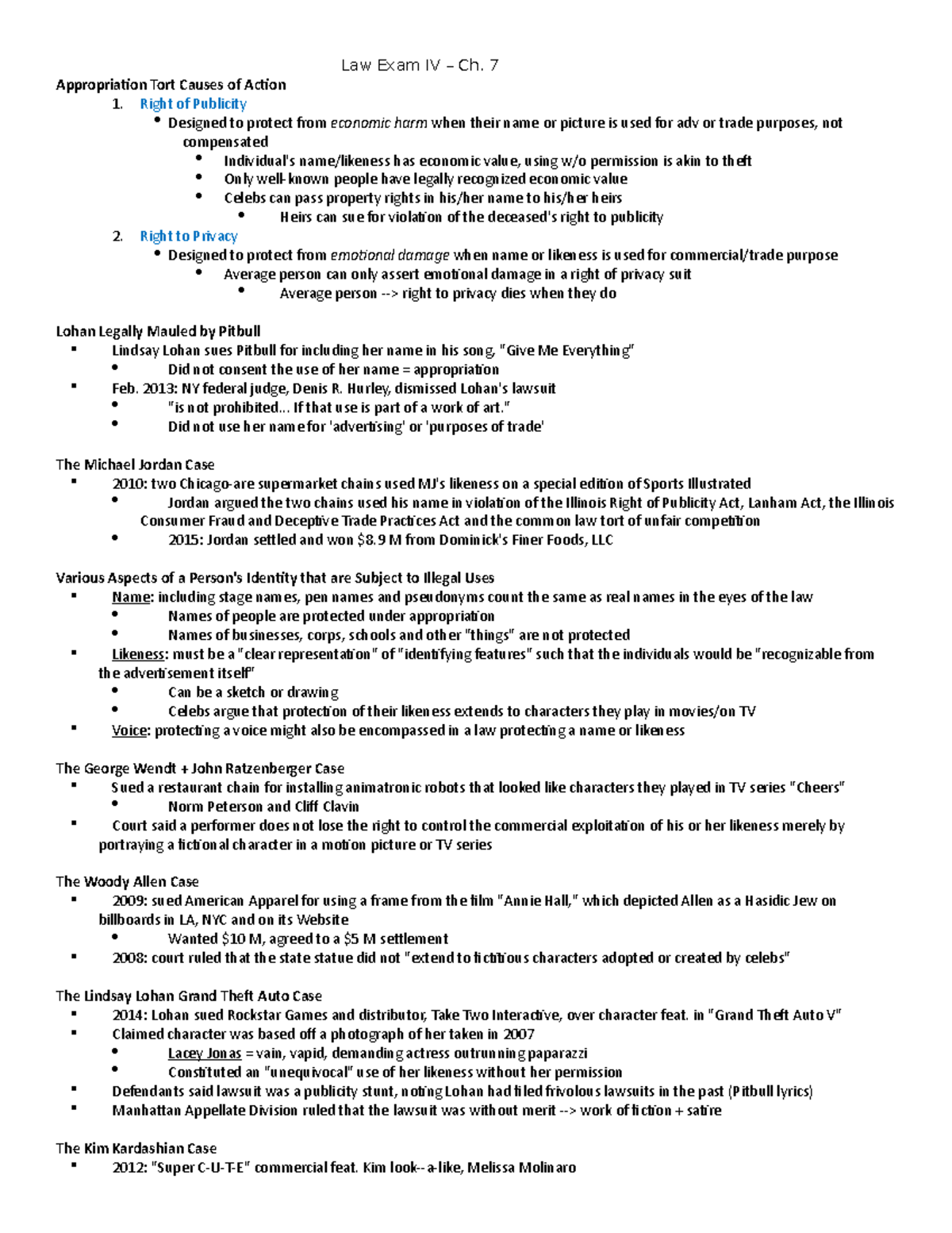 Law Exam IV - Ch. 7 - book notes - Law Exam IV – Ch. 7 Appropriation ...