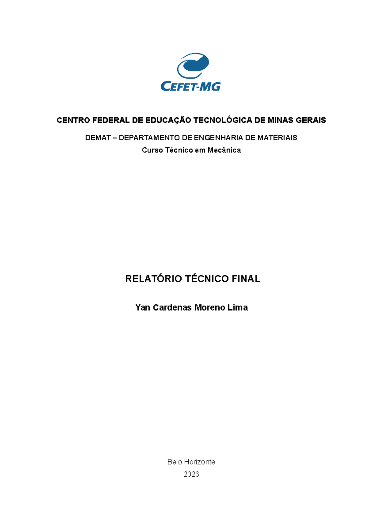 D11 Modelo RTF Demat REV00 - CENTRO FEDERAL DE EDUCAÇÃO TECNOLÓGICA DE ...
