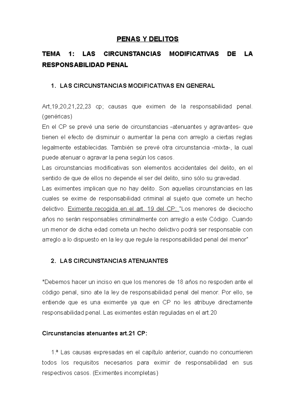 Derecho Penal II - PENAS Y DELITOS TEMA 1: LAS CIRCUNSTANCIAS ...