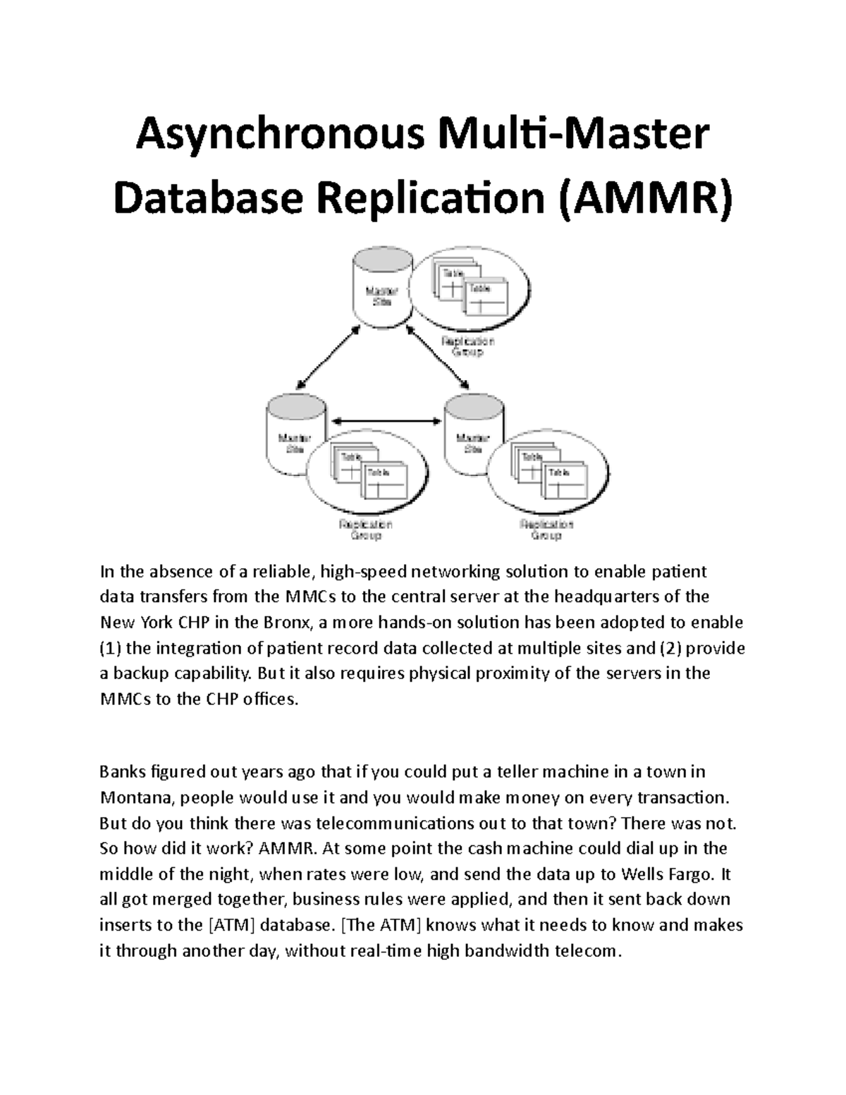 Asynchronous Multi Master Database (AMMR) - Asynchronous Multi-Master ...
