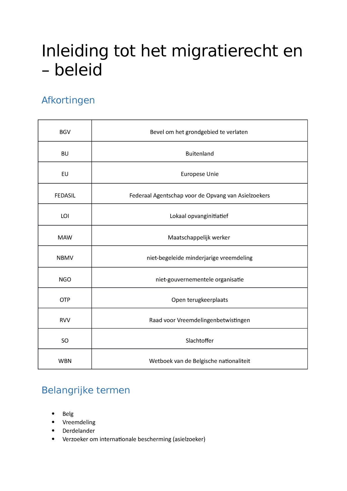 Inleiding Tot Het Migratierecht - Inleiding Historische Schets O ...