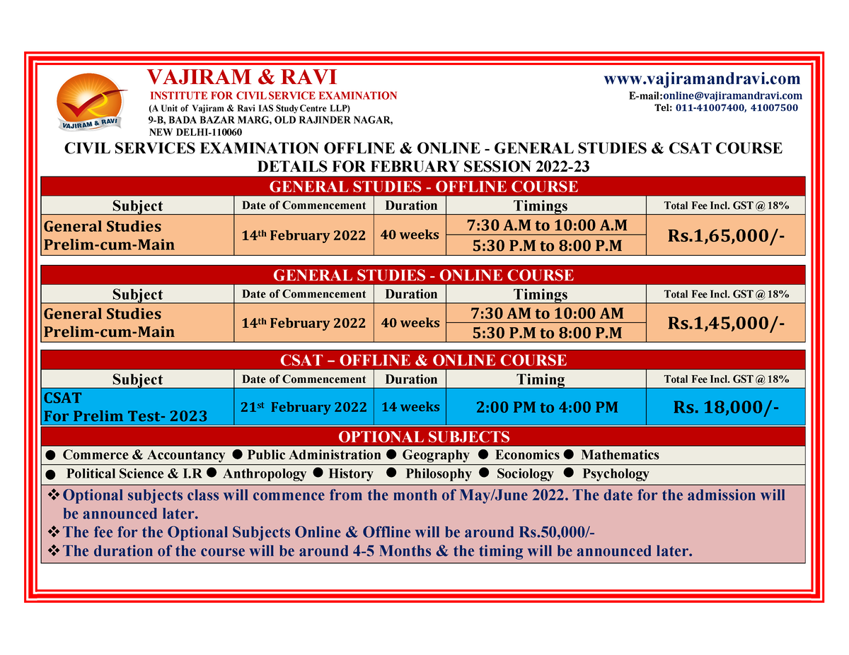 Upsc Classroom Online Courses 2023 Vajiram And Ravi - VAJIRAM & RAVI ...