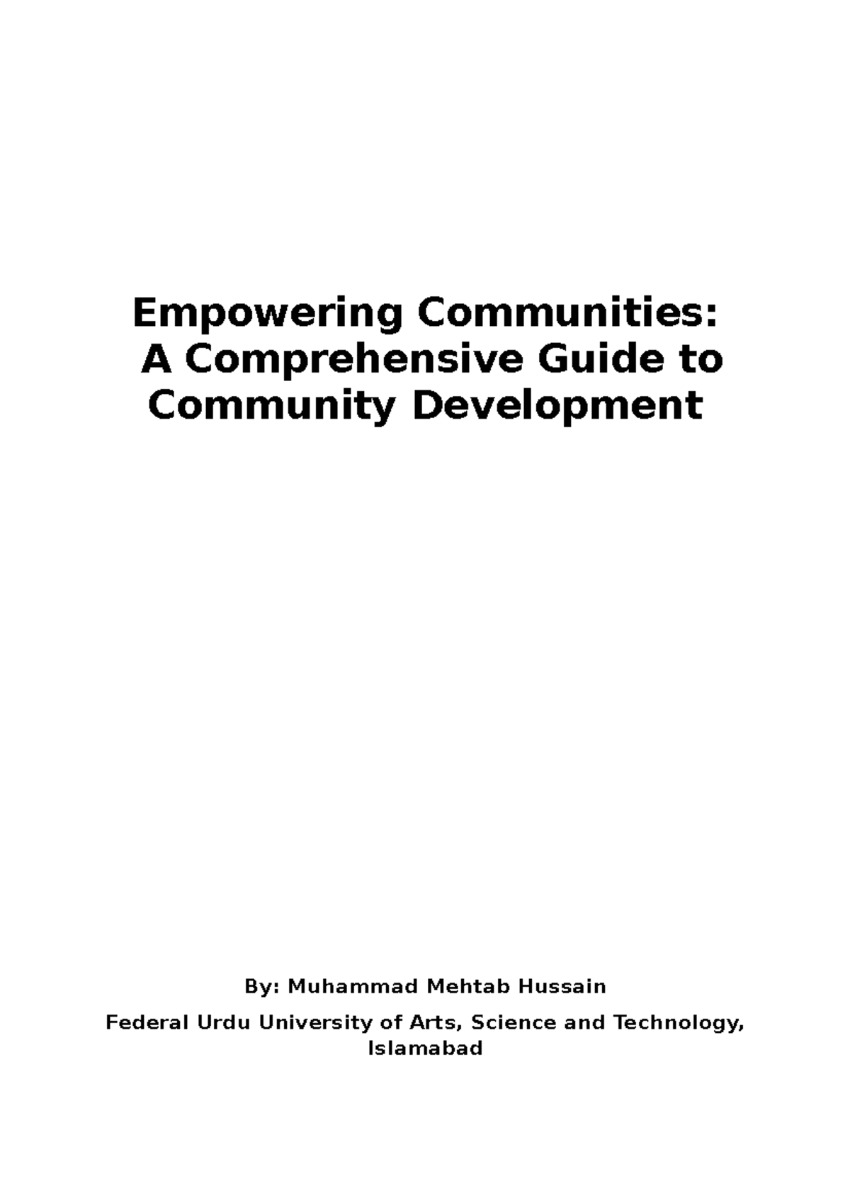 Empowering Communities Chapter 1 - Empowering Communities: A