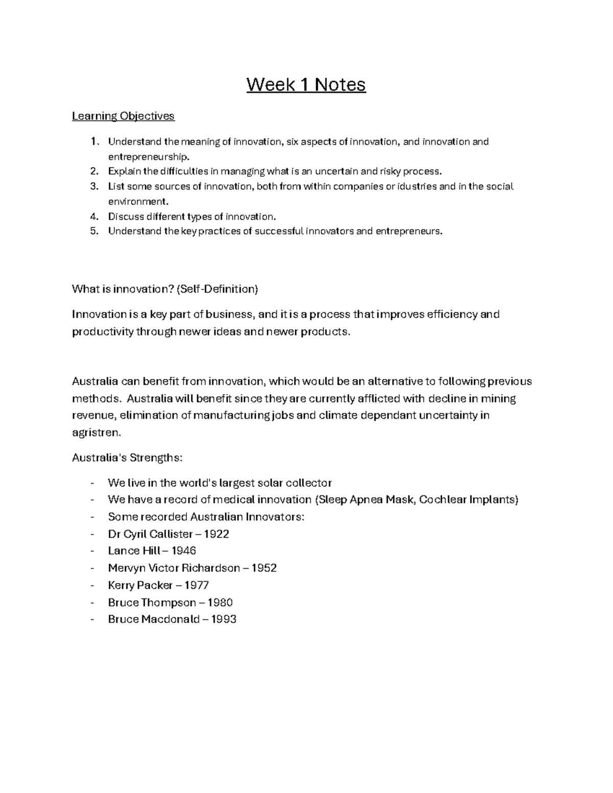 Enterprise Innovation and Markets Notes - Week 1 Notes Learning ...