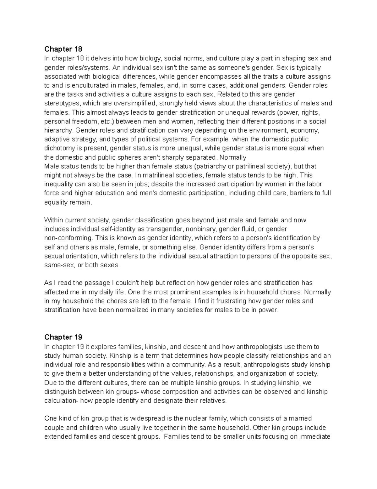 Final reading reflection chap 18 and 19 - Chapter 18 In chapter 18 it ...