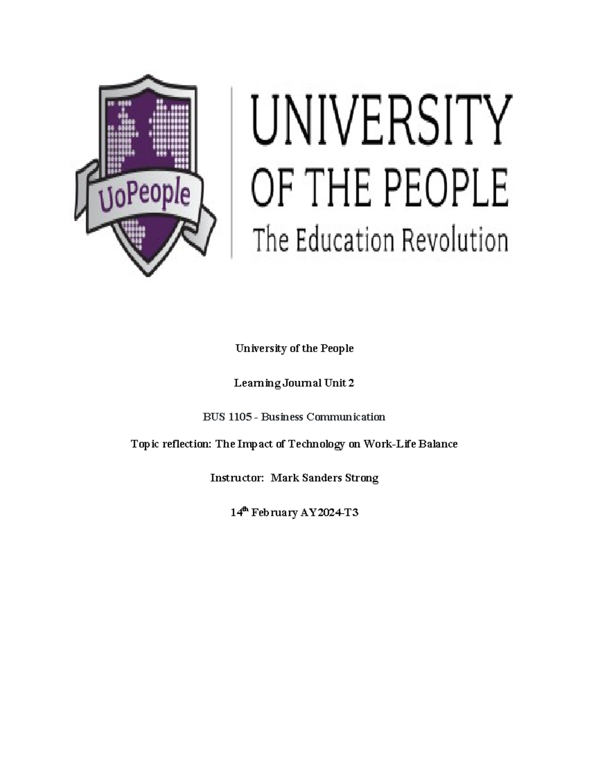 Bc Lj Unit 2 Business Communication Learning Journal Unit 2 University Of The People