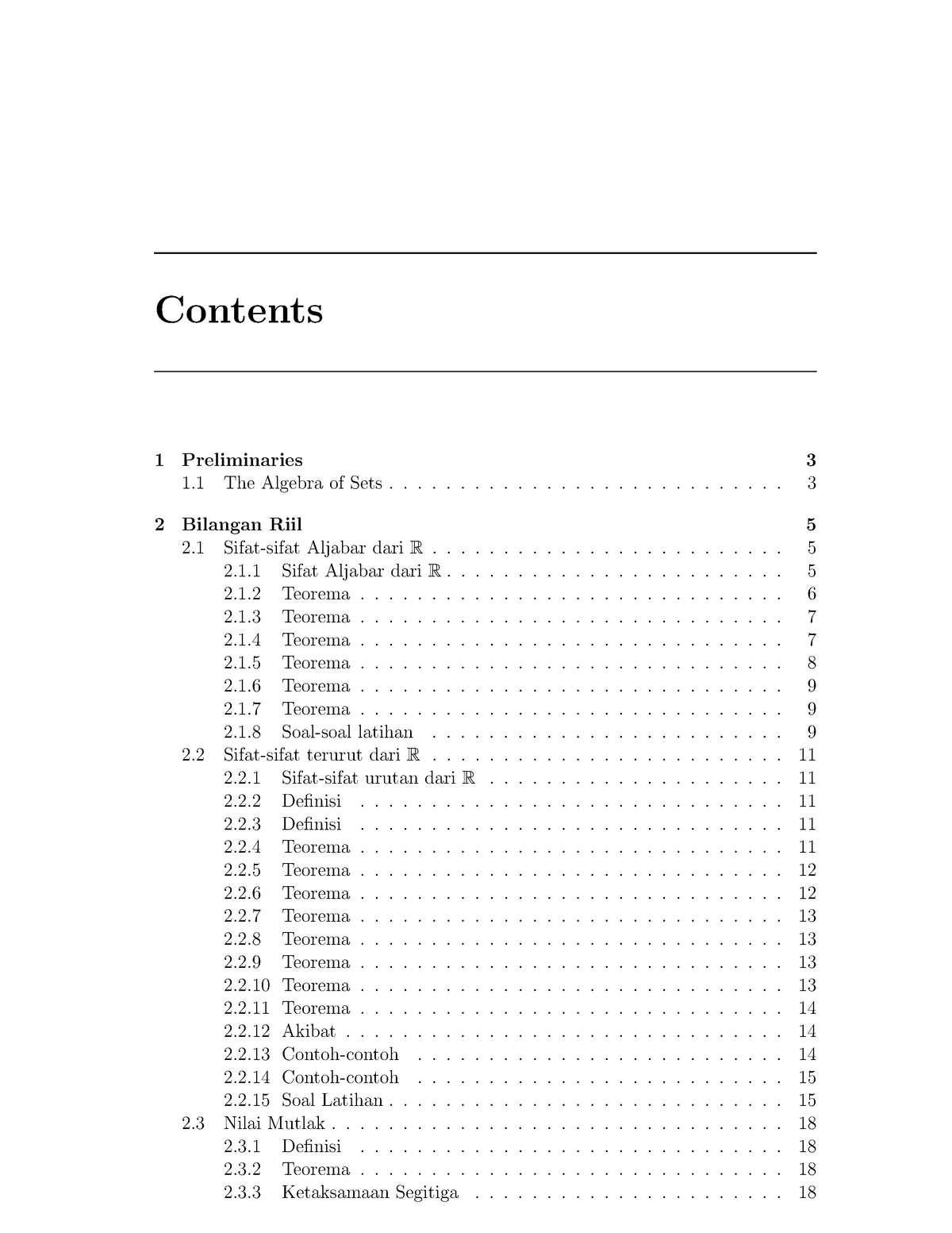 Analisis Riil Diterjemahkan Dari Buku Ro - CONTENTS Contents 1 ...