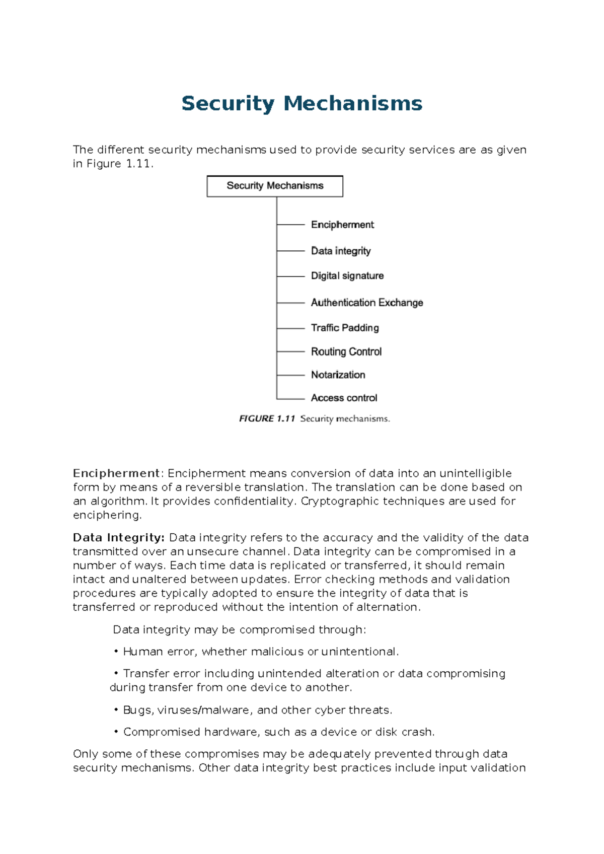 Security Mechanisms - Example problems - Security Mechanisms The ...