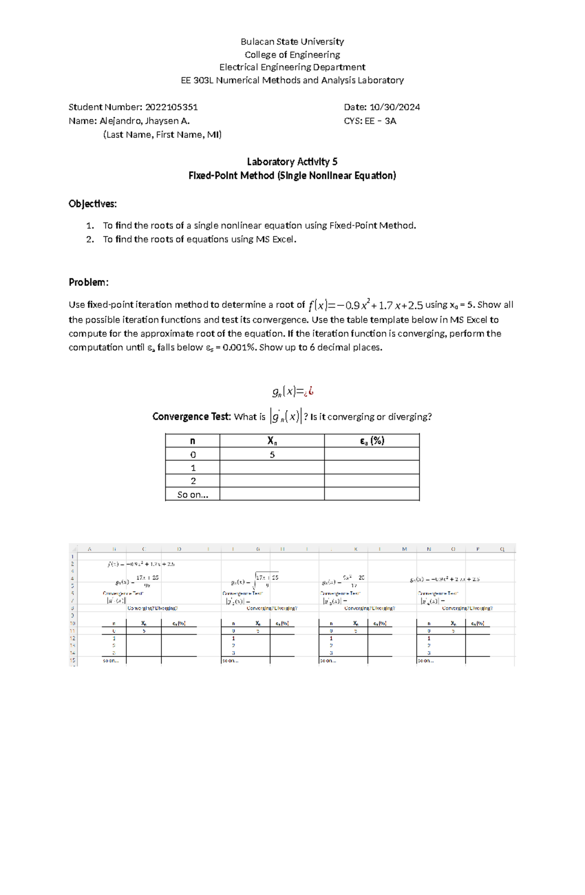 EE 303L Lab Act 5 - Fixed Point Method - College of Engineering ...