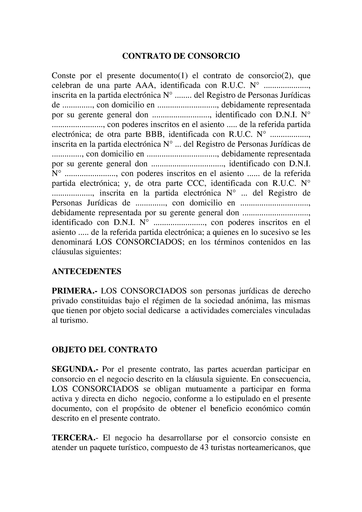 Mod-37 - contrato consorcio - CONTRATO DE CONSORCIO Conste por el ...