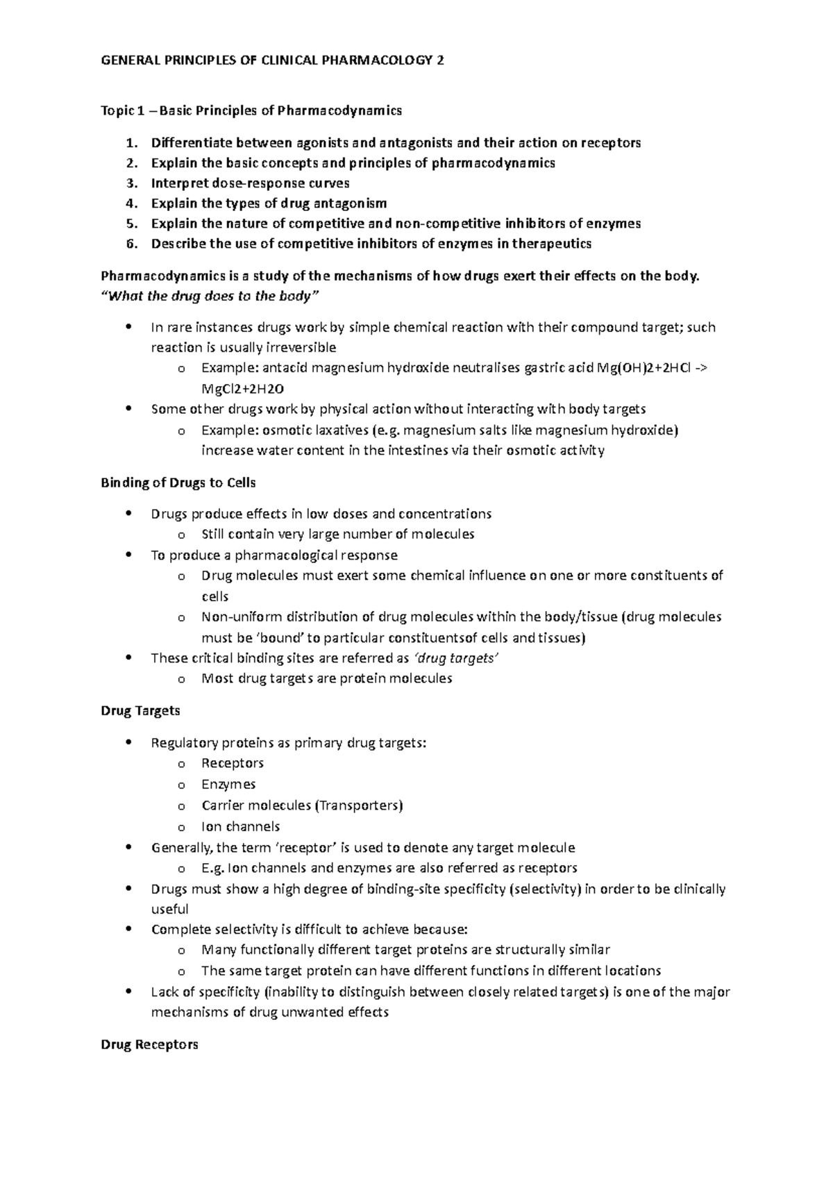 Week 2 - General Principles OF Clinical Pharmacology 2 - Topic 1 ...