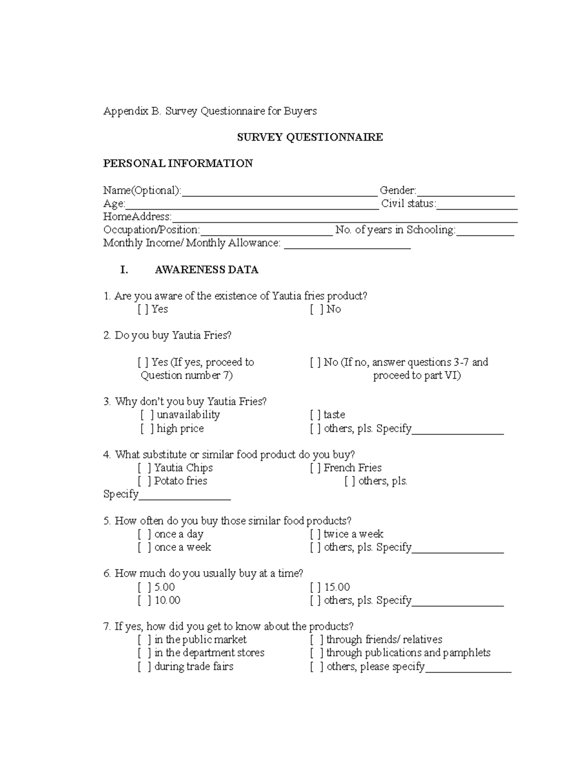 feasibility-study-for-market-study-questionnaire-appendix-b-survey