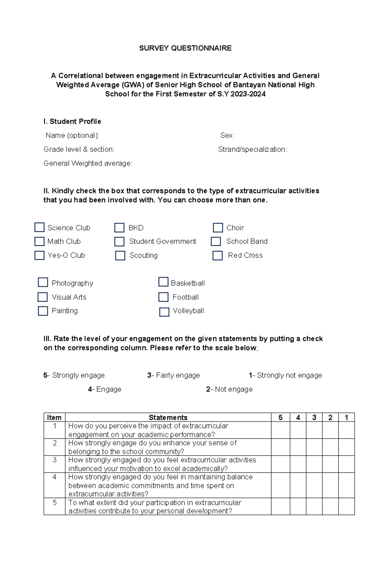 Survey- Questionnaire - SURVEY QUESTIONNAIRE A Correlational between ...