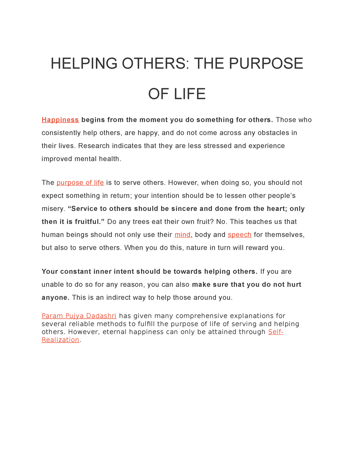 essay on importance of helping others