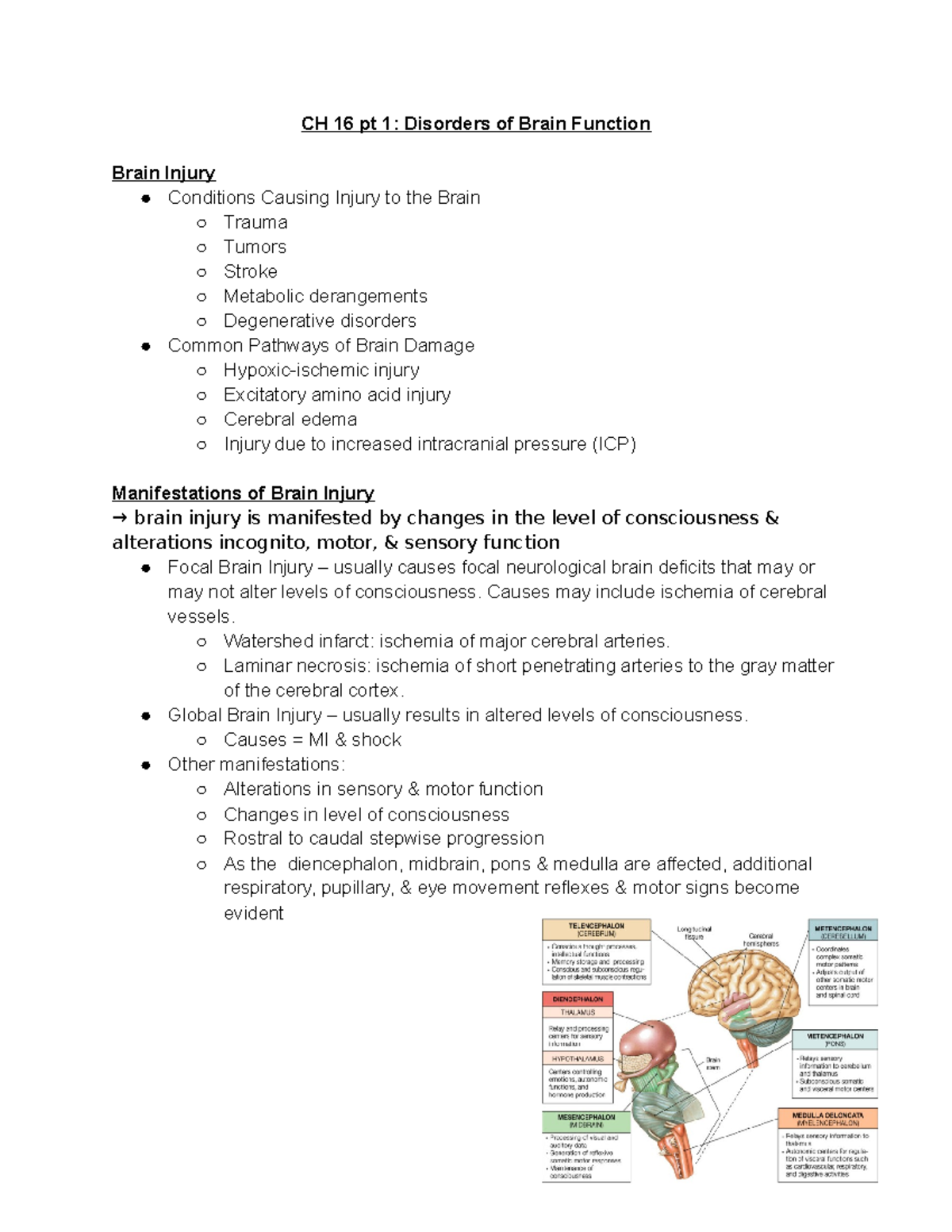 CH 16 pt 1 - Chapter 16 Lecture notes; part 1 - CH 16 pt 1: Disorders ...