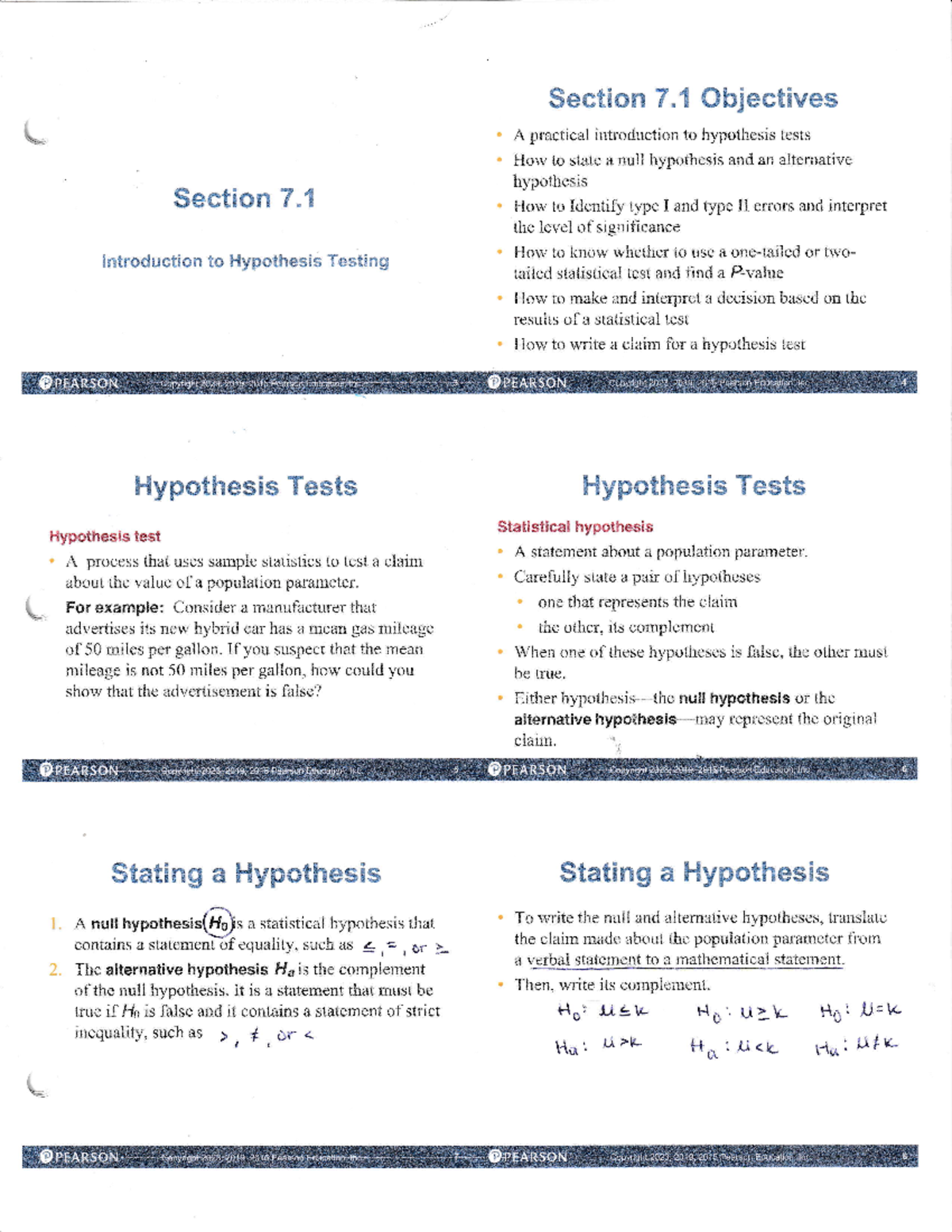 section 7.1 introduction to hypothesis testing answers