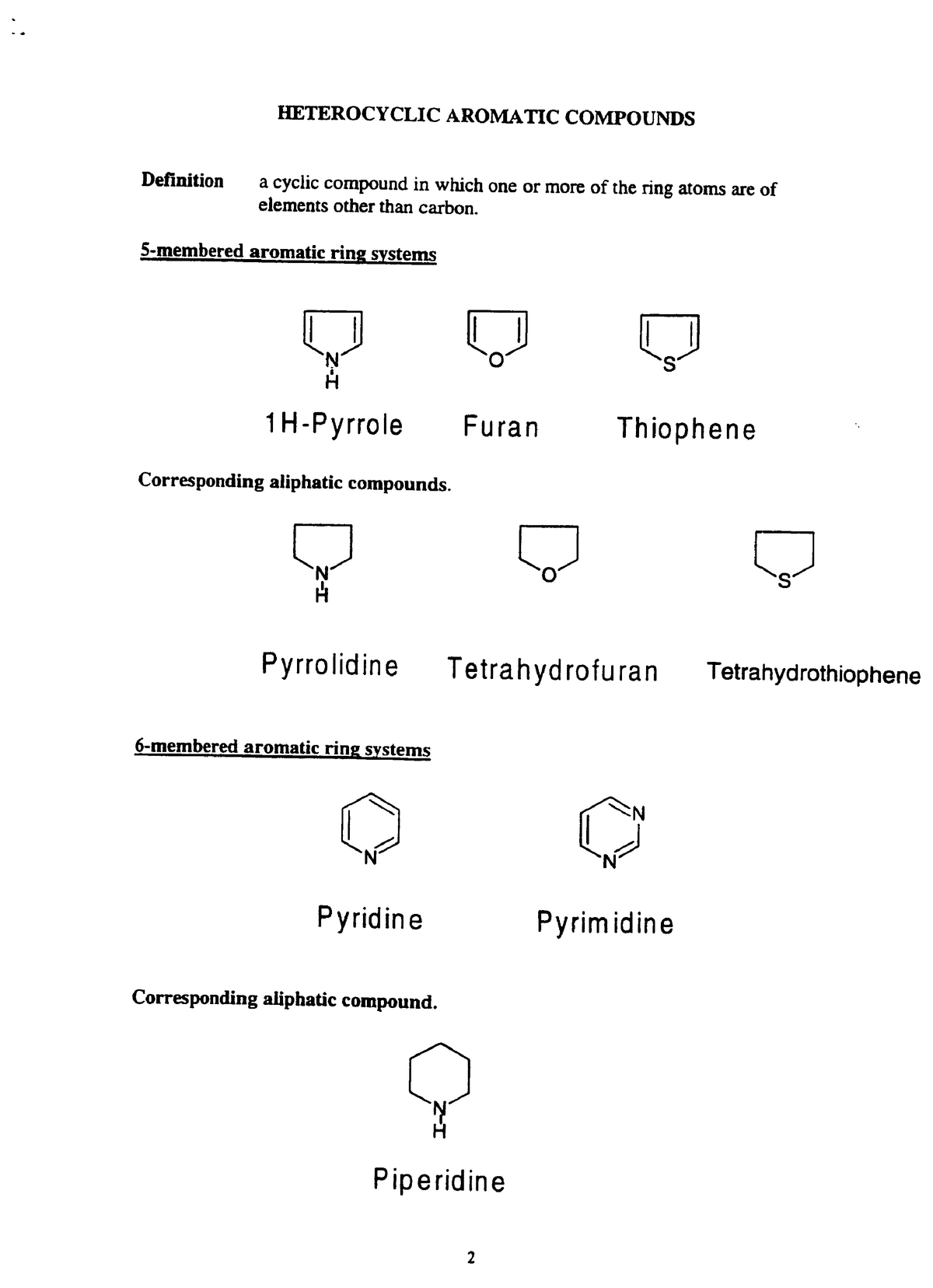 Heterocyclic Compounds Lecture Notes - HETEROCYCLIC AROMATIC COMPOUNDS ...