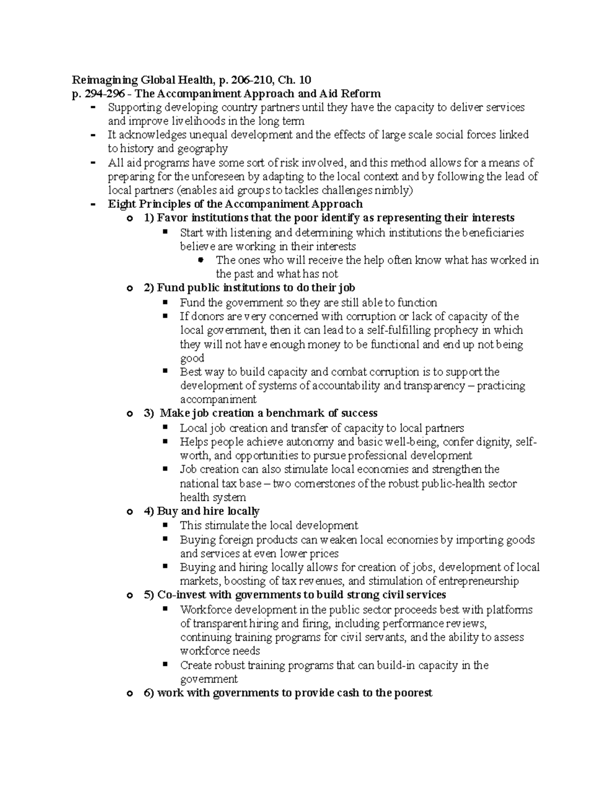 Summary Reimagining Global Health Chapter 10 Reimagining Global 