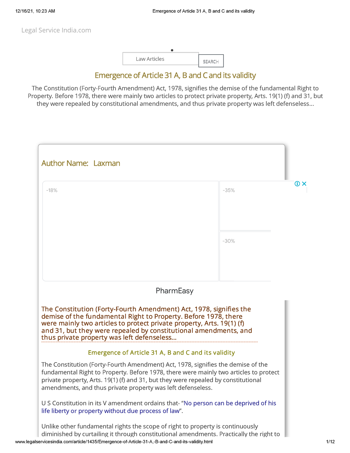 case study on article 31