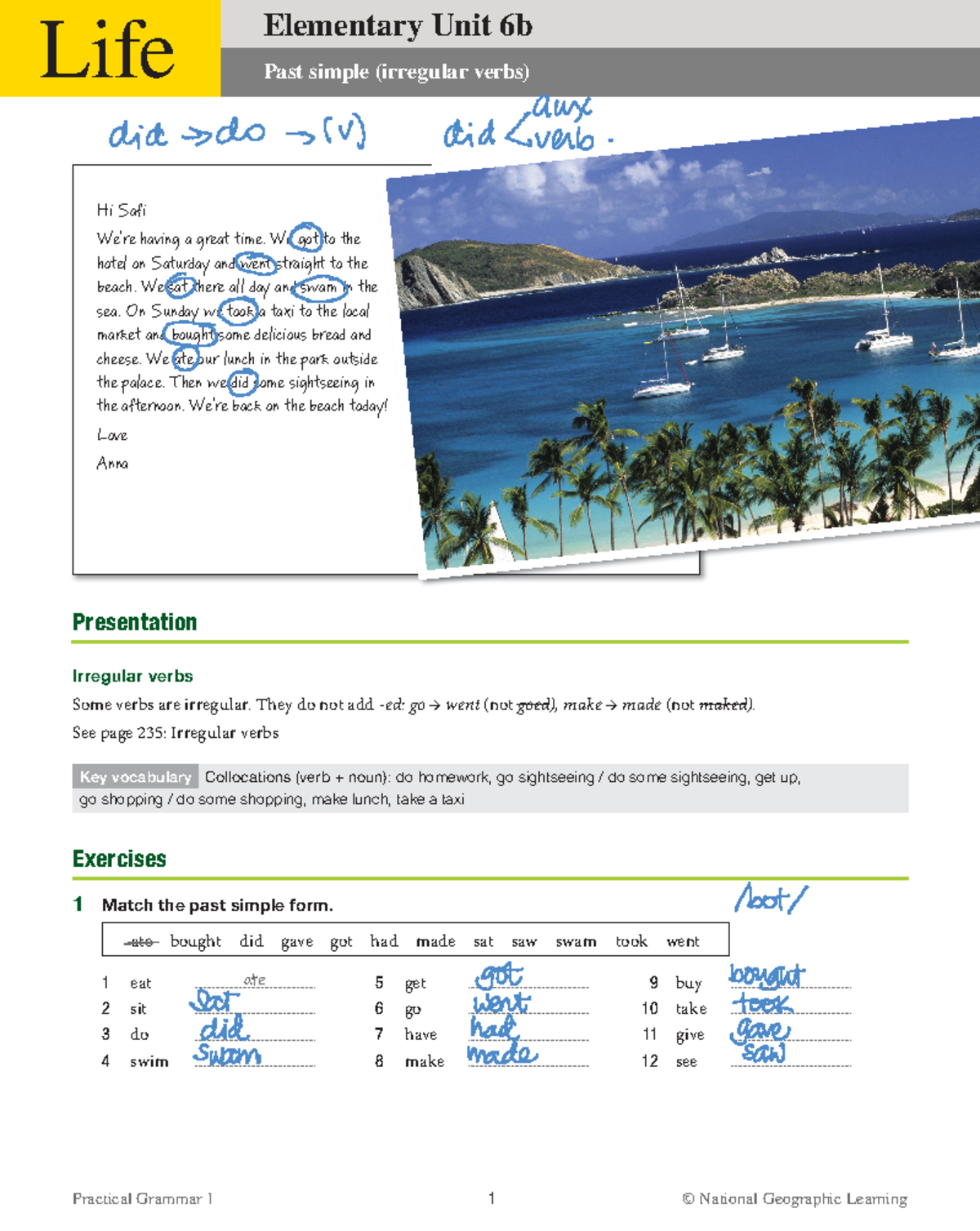 Past tense irregular verbs natgeo Practical Grammar 1 1